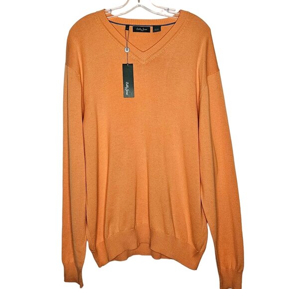 Bobby Jones Sweater Mens Large Tangerine Pima Cotton Lightweight Preppy Golf NEW - Picture 1 of 9